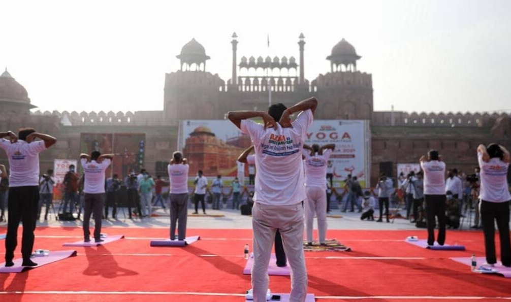 International Yoga Day celebration in India at Red Fort.